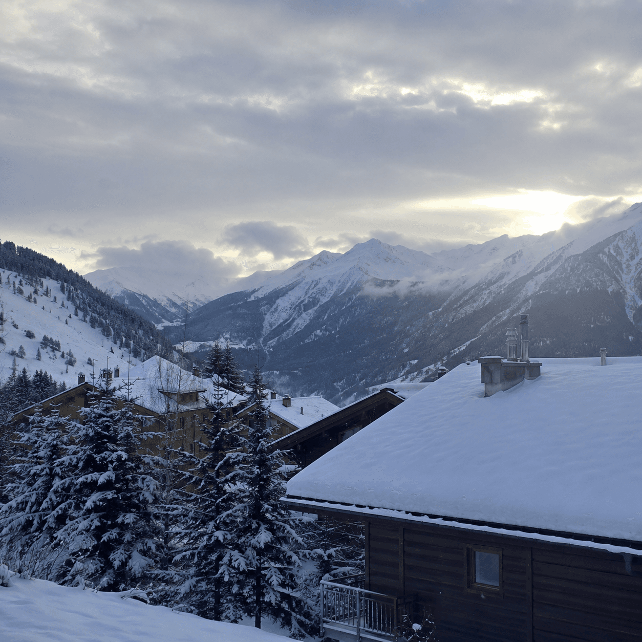 First light over the snowed-in village