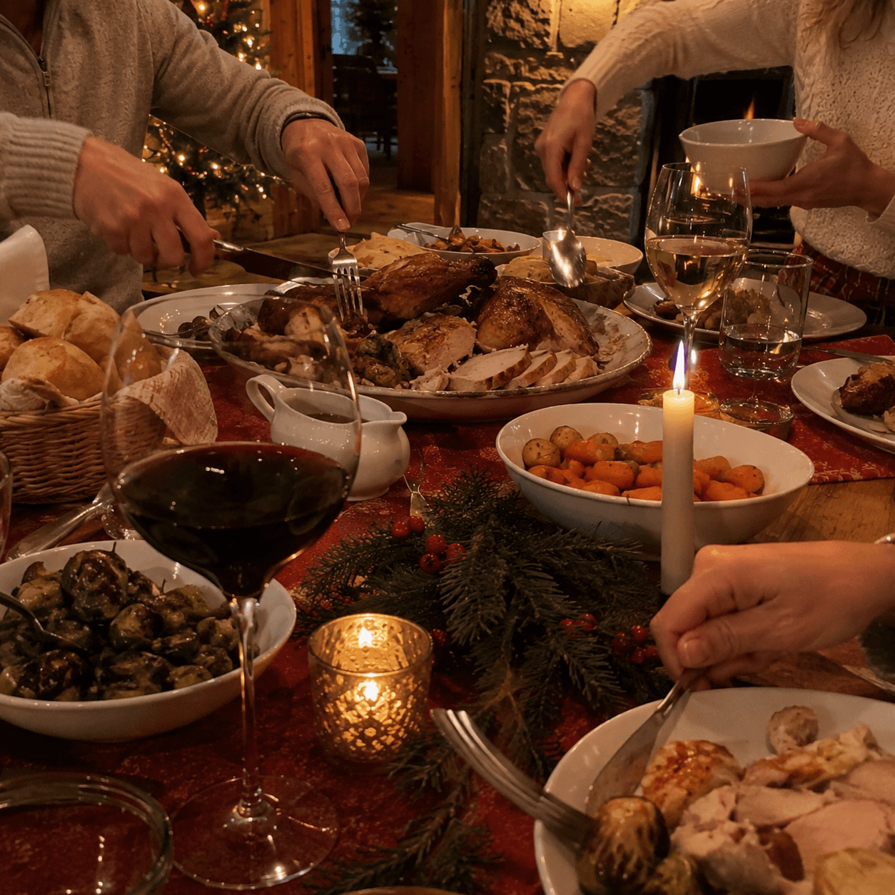 Christmas dinner on the table